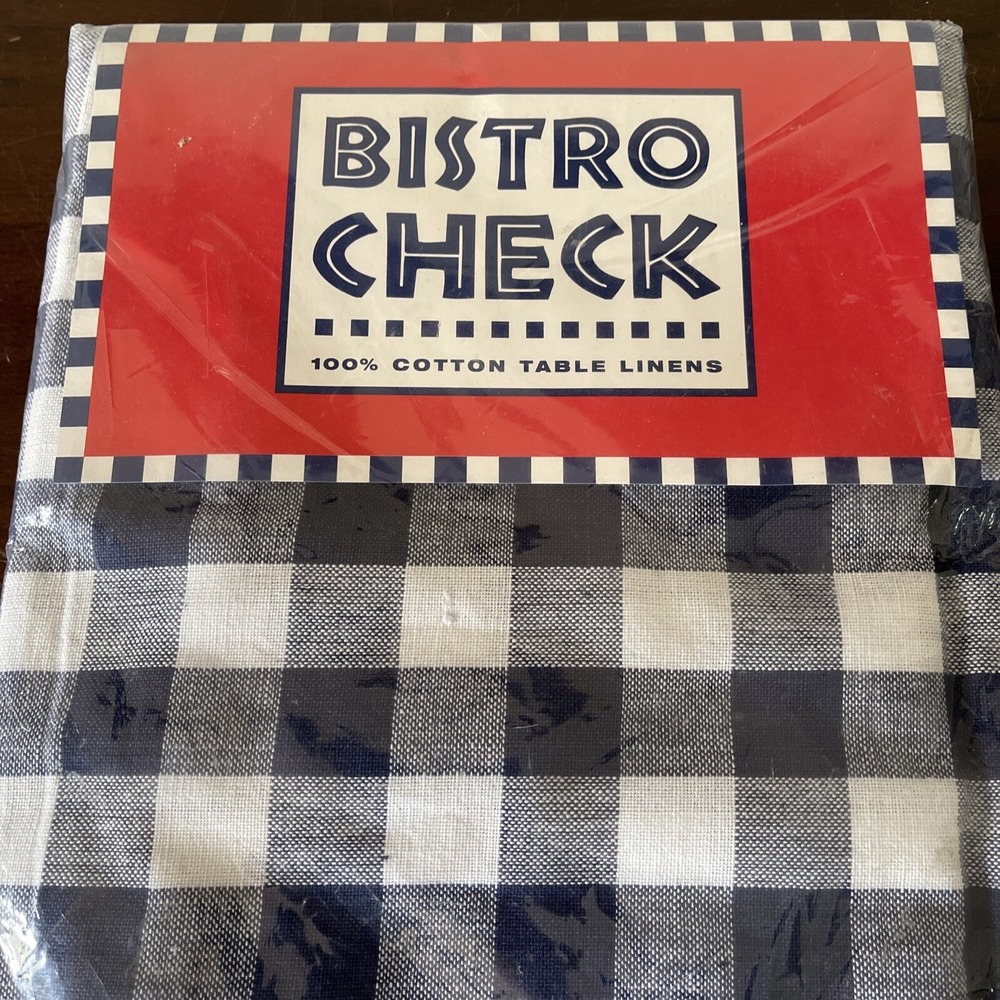Vintage‎ Tablecloth Classic Blue White Picnic Check Gingham New wo Package 52x70